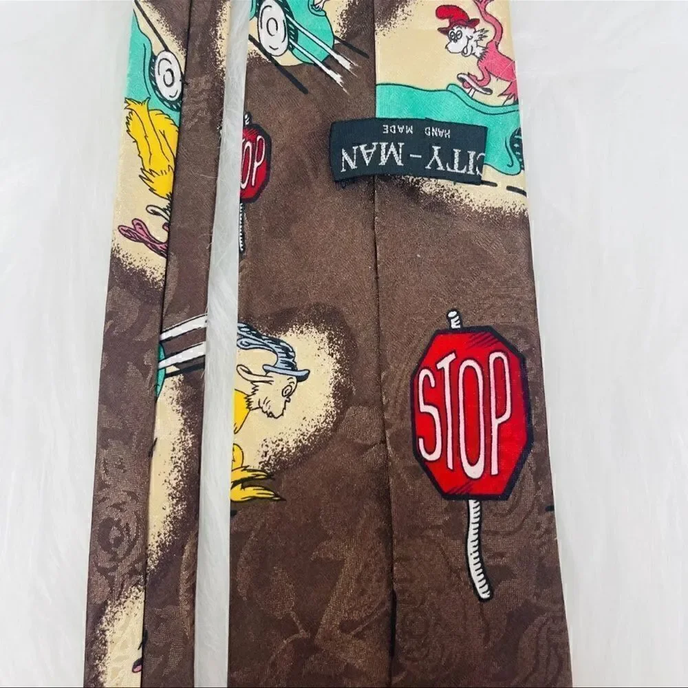City Man Men's Dr. Seuss Green Eggs & Ham Sam I am Novelty Necktie in EUC
